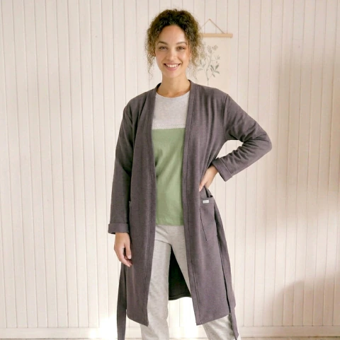 Bata UNISEX Gris (Algodón Rústico Elastizado)