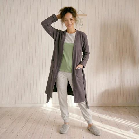 Bata UNISEX Gris (Algodón Rústico Elastizado)