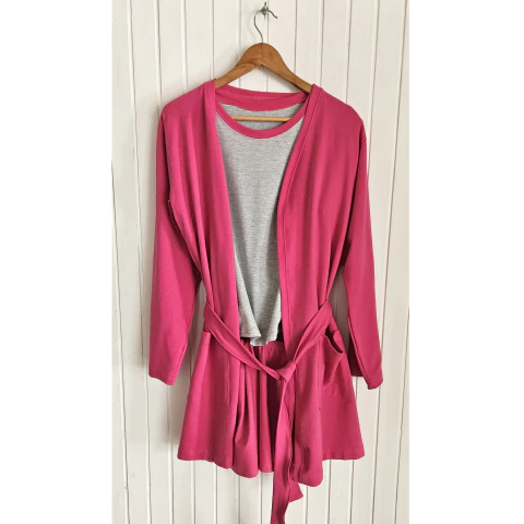 Bata Intermedia Algodón Mujer Magenta (Algodón Rústico Elastizado)