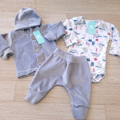 Conjuntito bebe plush gris - Pececitos