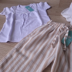 Imagen de Pantalón beba lino con moño rayado