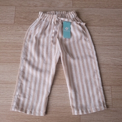 Pantalón beba lino con moño rayado - tienda online