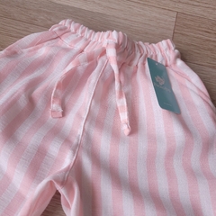 Pantalón beba lino con moño rayado - Pececitos