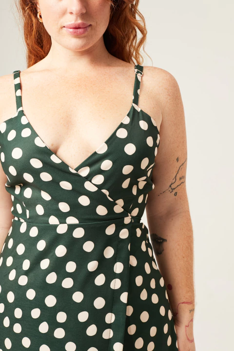 Vestido GRECIA - lunares verde - comprar online
