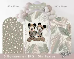 banner mickey y minnie safari jpg para imprimir y decorar cumpleaños