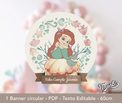 banner de la sirenita bebe imprimible para decorar cumpleaños