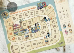 juego de recorrido de bluey y bingo, souvenir cumpleaños