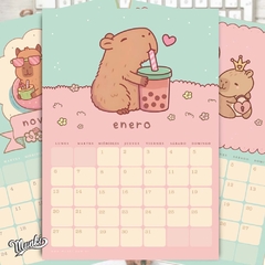 pink capybara calendar kawaii style pdf to print