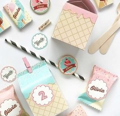kit imprimible decoración de fiesta de cumpleaños helados