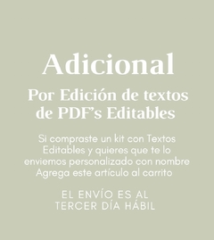 Adicional Edición de Textos para Kits con TEXTOS EDITABLES unicamente