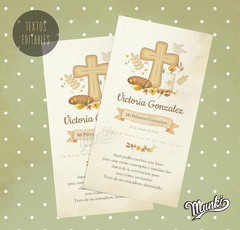 Tarjetas Estampitas para Primera Comunión o Bautismo PDF con TEXTOS EDITABLES