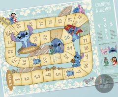 kit imprimible stitch, juego de la oca para imprimir, recuerdo de cumpleaños