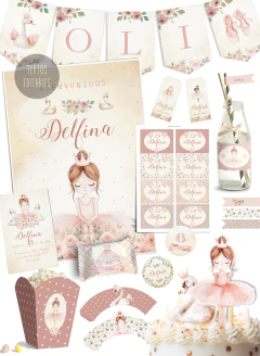 kit cumpleaños de bailarina personalizado
