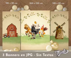 kit imprimible de la granja de Zenón banner para decorar fiesta de cumpleaños