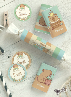 Capybara candy bar to print and decorate for a capybara themed children's birthday party