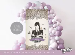 Kit imprimible de Merlina para imprimir cartel de cumpleaños pdf personalizado