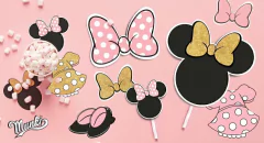 Kit imprimible Minnie Dorado y Rosa PERSONALIZADO