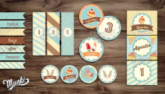 Kit Imprimible Helados para Varón PERSONALIZADO