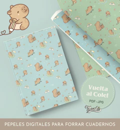 papeles digitales de capibara para nene color celeste