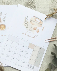 Calendario 2025 PDF Imprimible Bakery Vintage Sin feriado