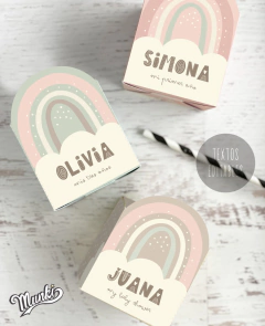 kit imprimible arcoiris rosa y verde pastel