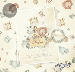 invitación pdf con textos editables animalitos de la selva