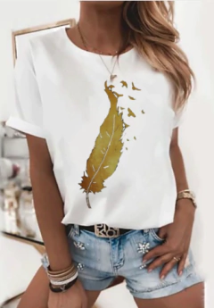 Remera pluma dorada