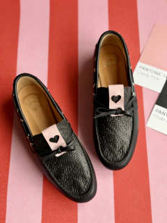 Mocasín Paloma trenzado negro - tienda online