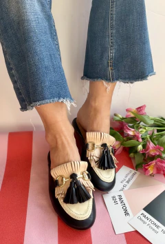 Slipper negro Doli negro y nude - comprar online