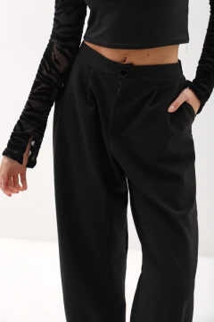 PANTALON SASTRERO MONACO NEGRO - TIENDA FLUO