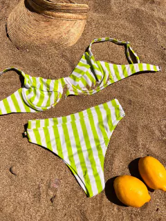 CORPIÑO BRISTOL RAYADO BLANCO Y LIMA - TIENDA FLUO