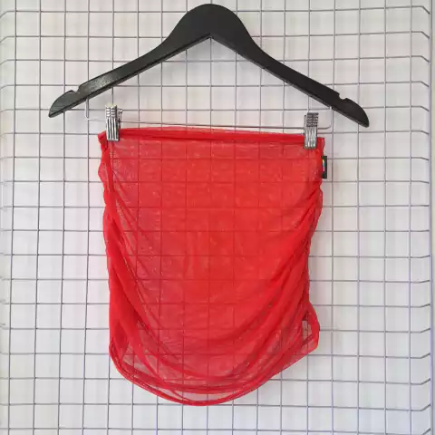 FALDA FRUNCE MESH ROJO