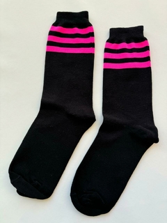 MEDIAS TENNIS NEGRO CON FUCSIA