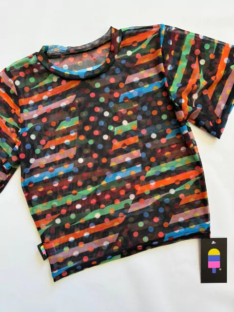 CROPTEE TUL MANGA CORTA LUNARES