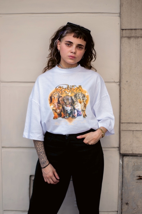 REMERA CUTE DOG BLANCA