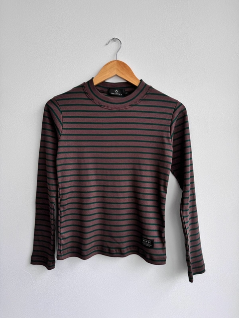 POLERA PIXIES MANGA LARGA RAYADA CHOCO Y VERDE - comprar online