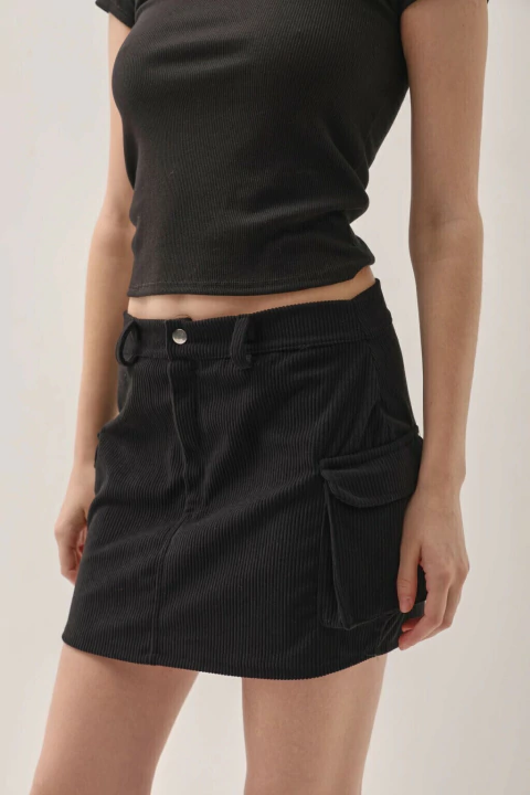 FALDA CORDEROY PENNY NEGRA