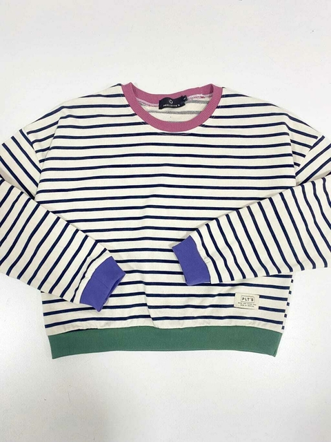 BUZO CROP BASIC RAYADO CRUDO & MARINO - comprar online