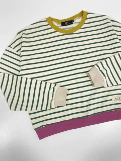 Imagen de BUZO CROP BASIC RAYADO CRUDO & VERDE