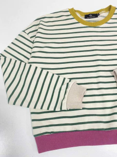 BUZO CROP BASIC RAYADO CRUDO & VERDE