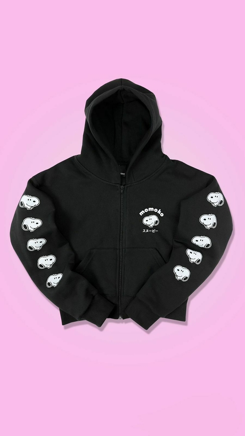 SNOOPY ZIP CROP HOODIE