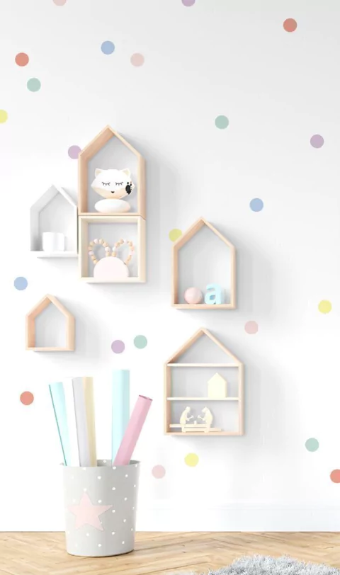 Vinilo dots multicolor con Rosa