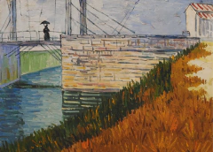 Tela a Óleo Pintada à Mão – Releitura "A Ponte de Langlois em Arles" (Van Gogh) – 75x100cm na internet
