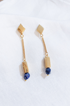 BRINCO LÁPIS LAZULI - OURO