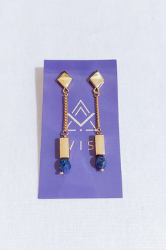 BRINCO LÁPIS LAZULI - OURO - comprar online