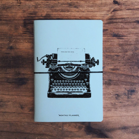 cuaderno planner mensual celeste