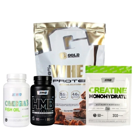 Combo Construcción Total: Whey + Creatina + HMB + Omega 3