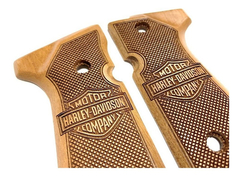 CACHAS Pistola BERETTA 92 Nogal Logo Harley Davidson #7