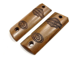 CACHAS Pistola COLT 1911 Nogal Logo Colt y Harley Davidson #3