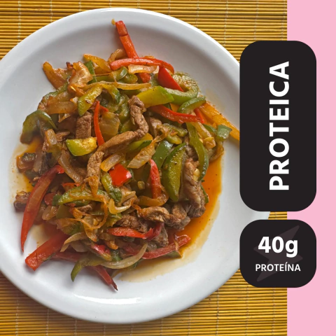 Churrascos de lomo en tiras con vegetales salteados - comprar online